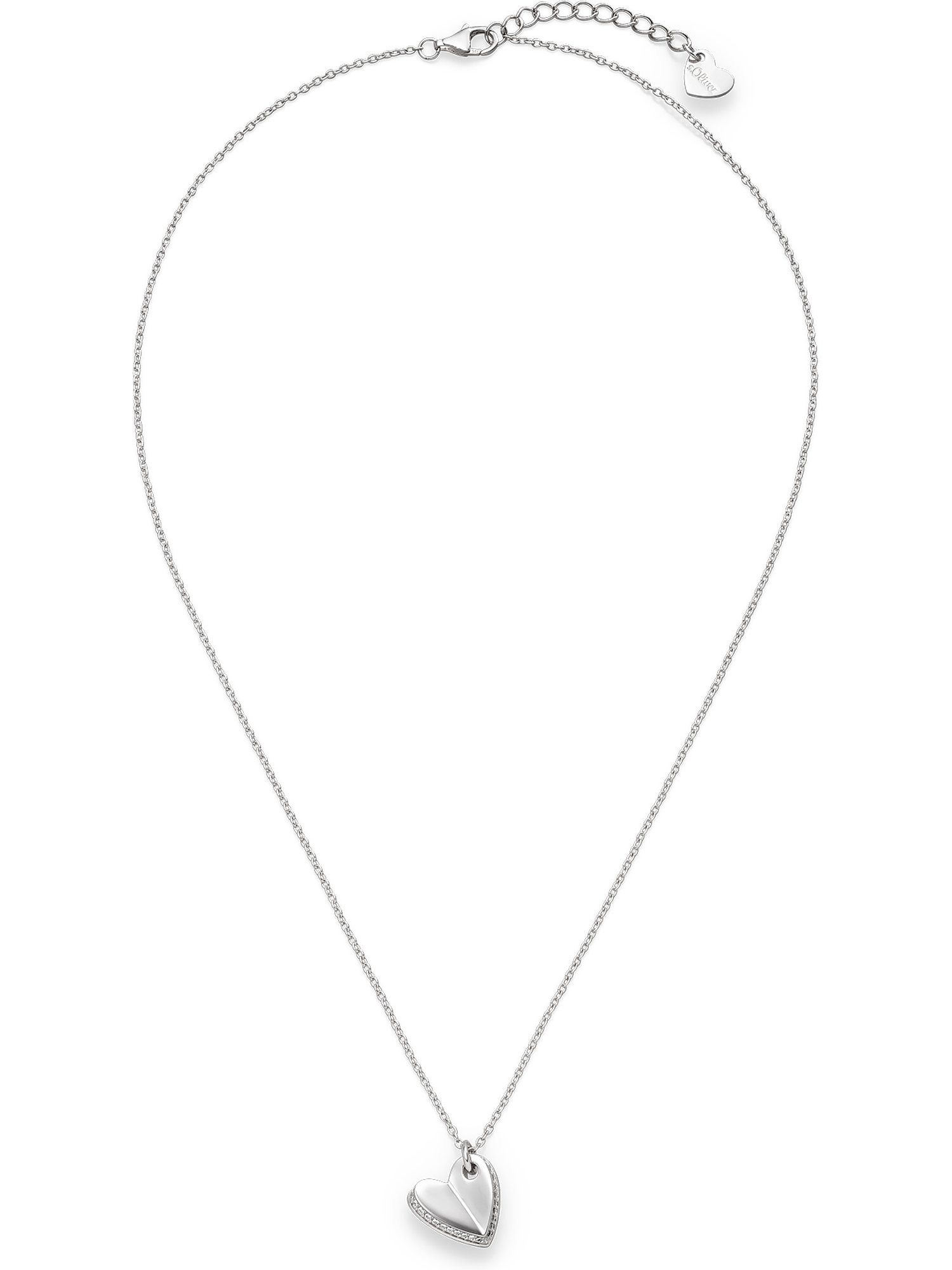 s.Oliver Silberkette S.Oliver Damen-Kette 925er Silber 22 Zirkonia Herz