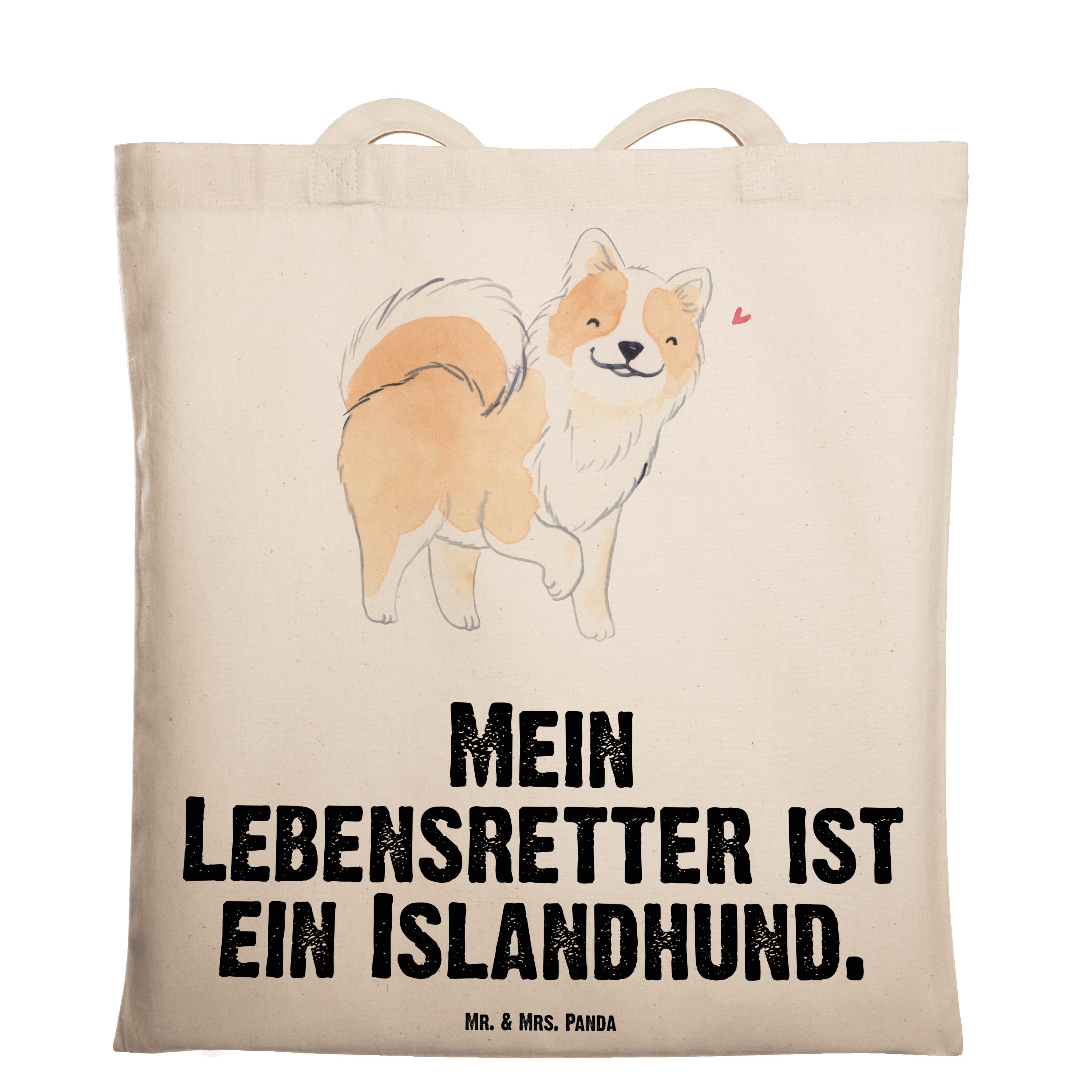 Mr. & Mrs. Panda Tragetasche Islandhund Lebensretter - Transparent - Geschenk, Stoffbeutel, Beutel (1-tlg)