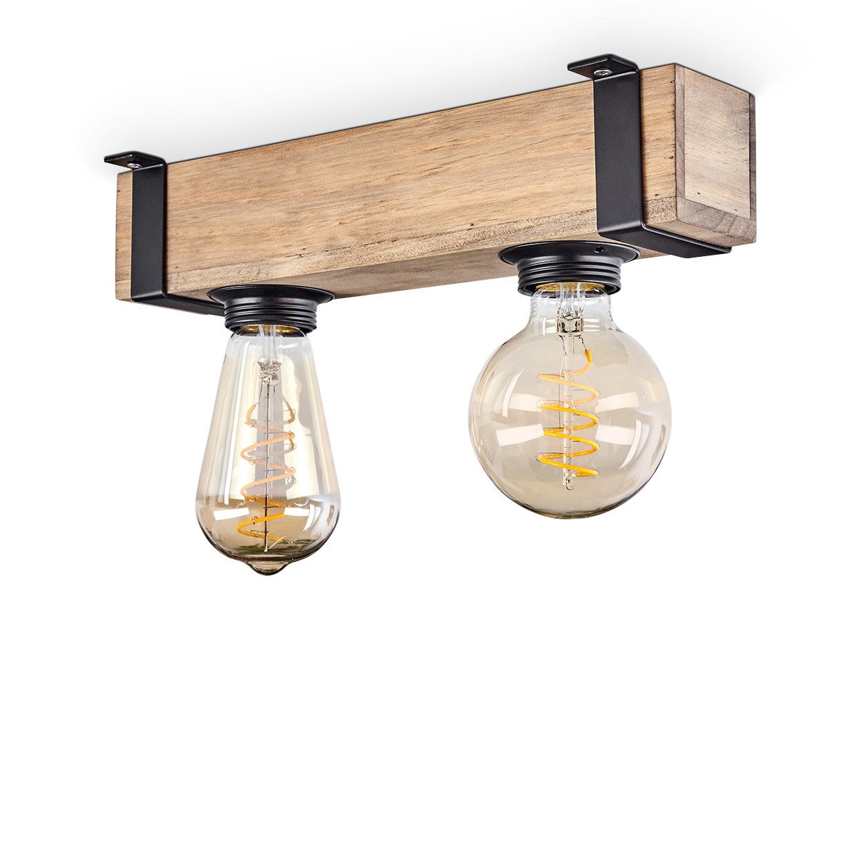 hofstein Deckenleuchte moderne Deckenlampe aus Metall /Holz in Schwarz/Natu günstig online kaufen