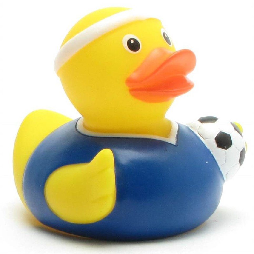 Quietscheente Trikot Badeente Fussballer Badespielzeug dunkelblaues Duckshop