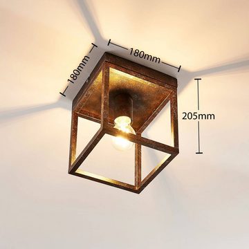 Lindby Deckenleuchte Emin, dimmbar, Leuchtmittel nicht inklusive, Landhaus / Rustikal, Metall, rost antik, 1 flammig, E27