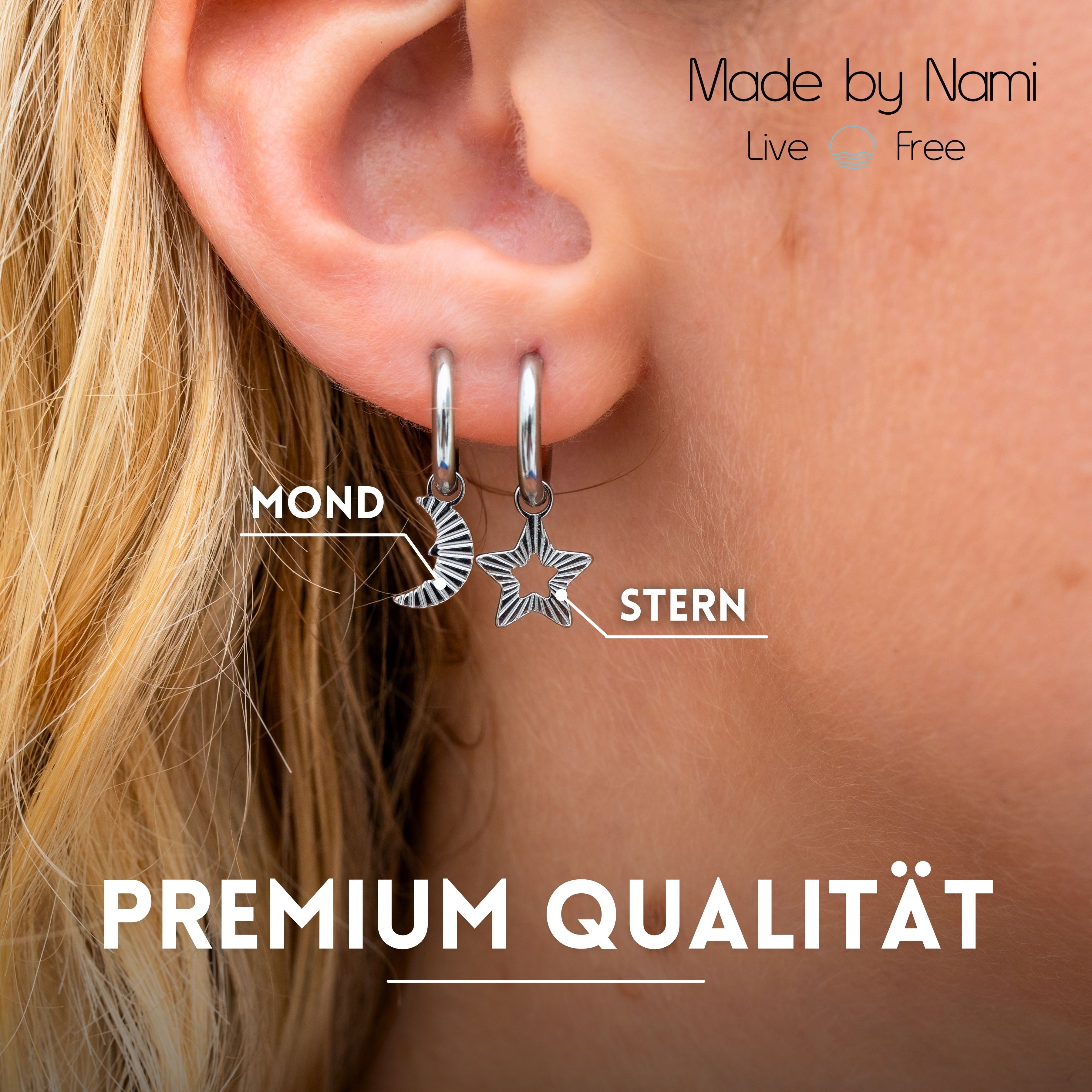 Made by Nami Paar Ohrhänger Set Ohrhänger Silber/Gold Edelstahl Stern Mond günstig online kaufen