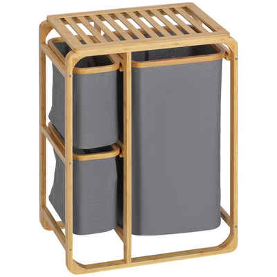 HOMCOM Wäschekorb Wäschebox (Set, 1 St., 1 x Wäschekorb), mit 3 abnehmbaren Wäschesacke