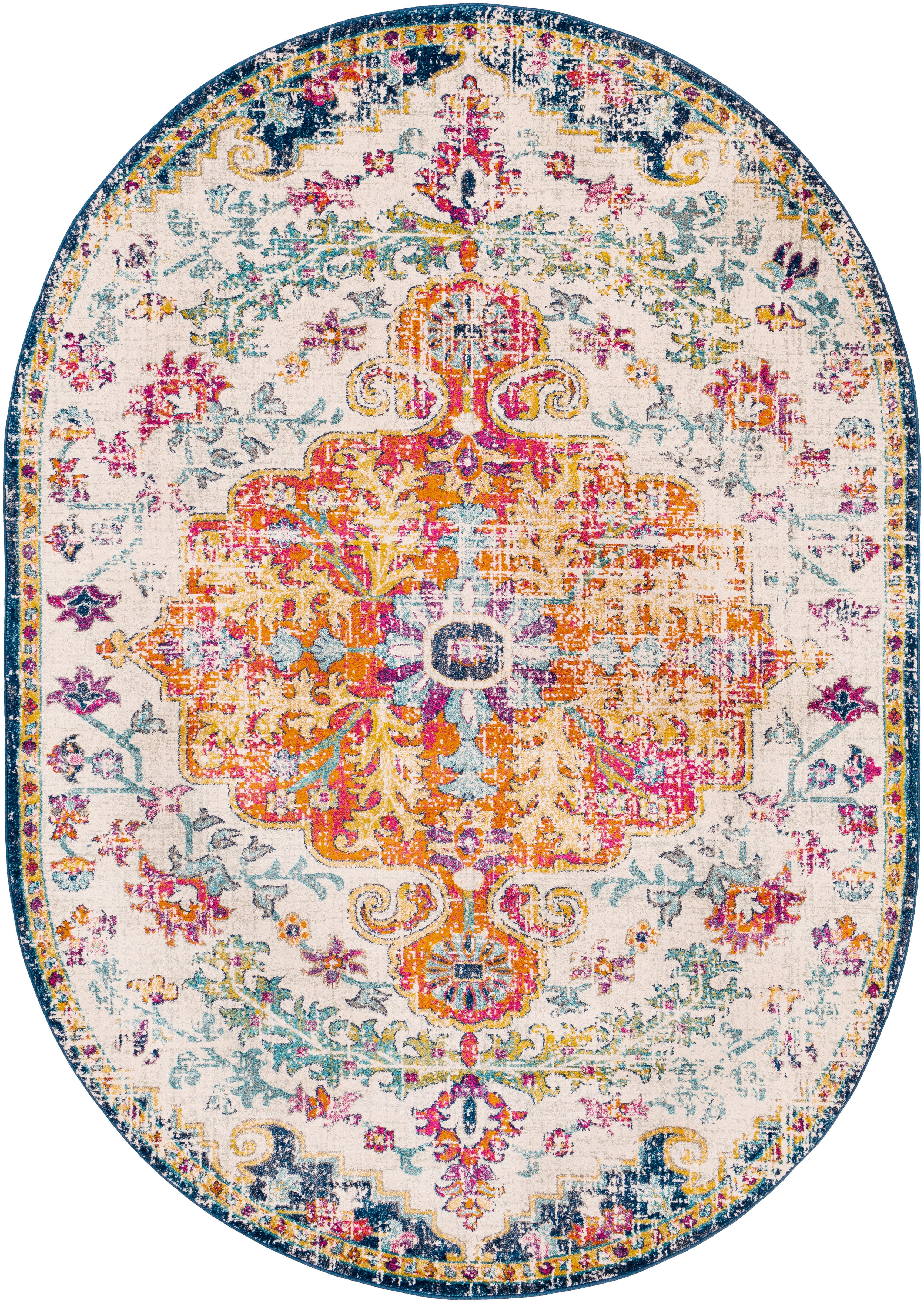 Livabliss Teppich MUNICH, oval, Höhe: 11,5 mm, Orient-Optik, Vintage Design, Boho Stil, Kurzflor, Wohnzimmer