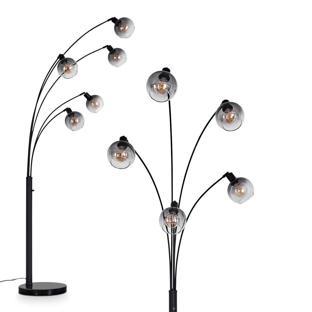 Stehlampe Stehlampe aus Metall/Glas in Schwarz/Rauchglas/Klar