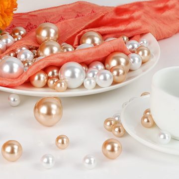 Belle Vous Streudeko Goldene & weiße Plastikperlen - 120-teiliges Set, Gold & White Plastic Beads - 120pc Set - Wedding & Party Decor
