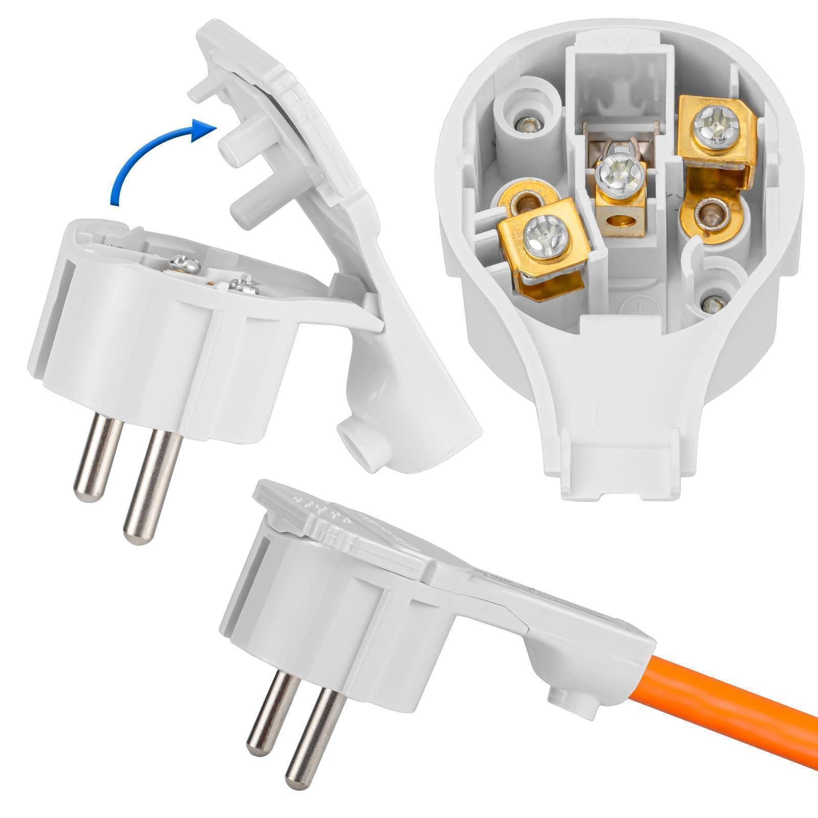 HB-DIGITAL Schuko-Stecker hb-digital Schutzkontaktstecker für NYM Kabel flaches Winkelstecker, flach