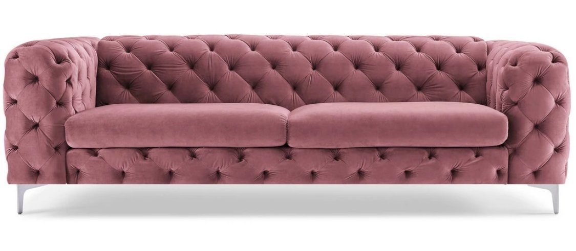JVmoebel Sofa Rosa luxus Dreisitzer Chesterfield modernes Design Neu, Made in Europe
