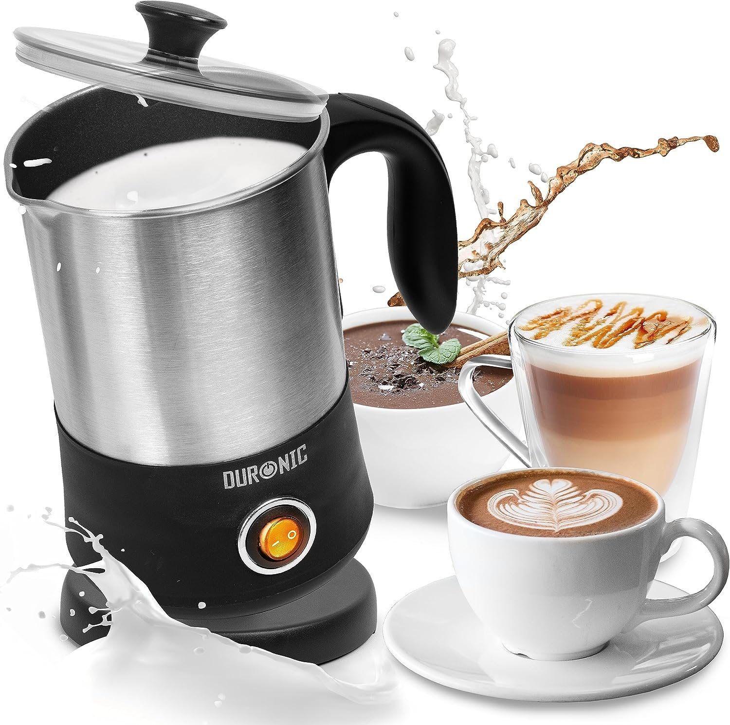 Duronic Milchaufschäumer, MF300 Automatischer Milchaufschäumer, 400 ml Behälter mit Induktion