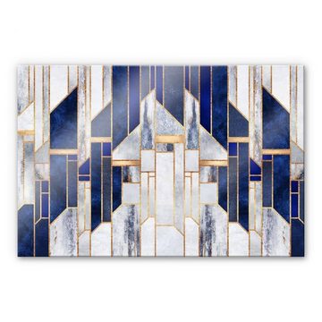 K&L Wall Art Gemälde Glas Spritzschutz Küchenrückwand abstrakt Blau Gold Winter Himmel, Wandschutz inkl Montagematerial