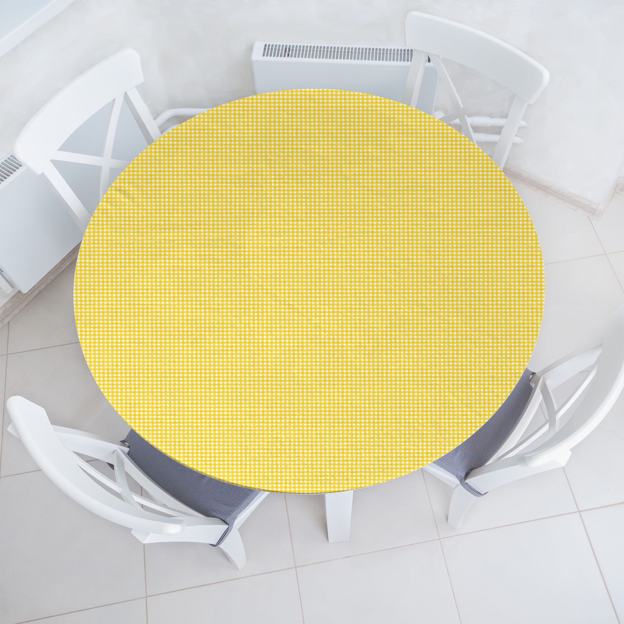 Abakuhaus Tischdecke Rundum-elastische Stofftischdecke, Kariert Retro Englisch Yellow