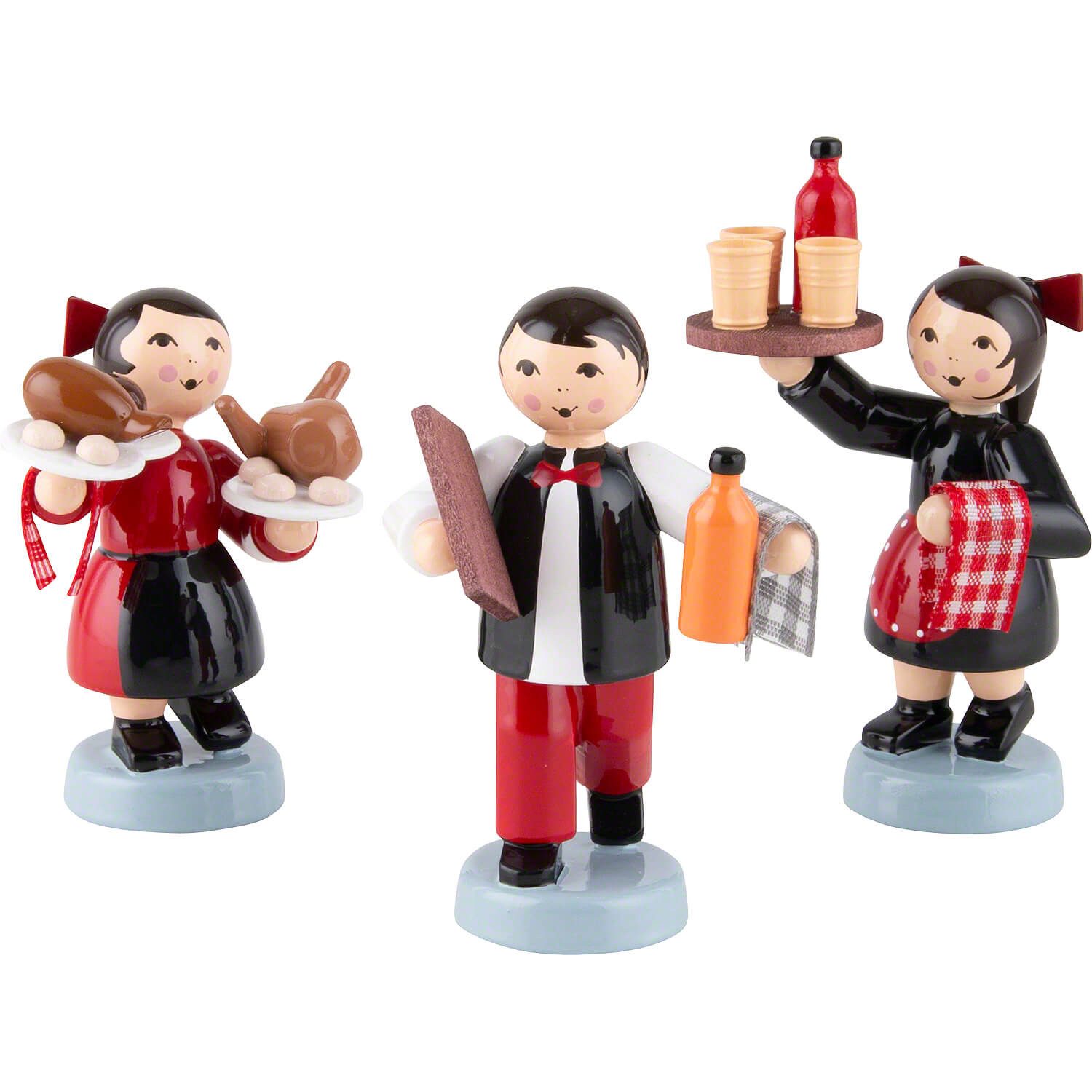 ULMIK Dekofigur Winterkinder Kellnergruppe 3-teilig rot (7cm) von ULMIK