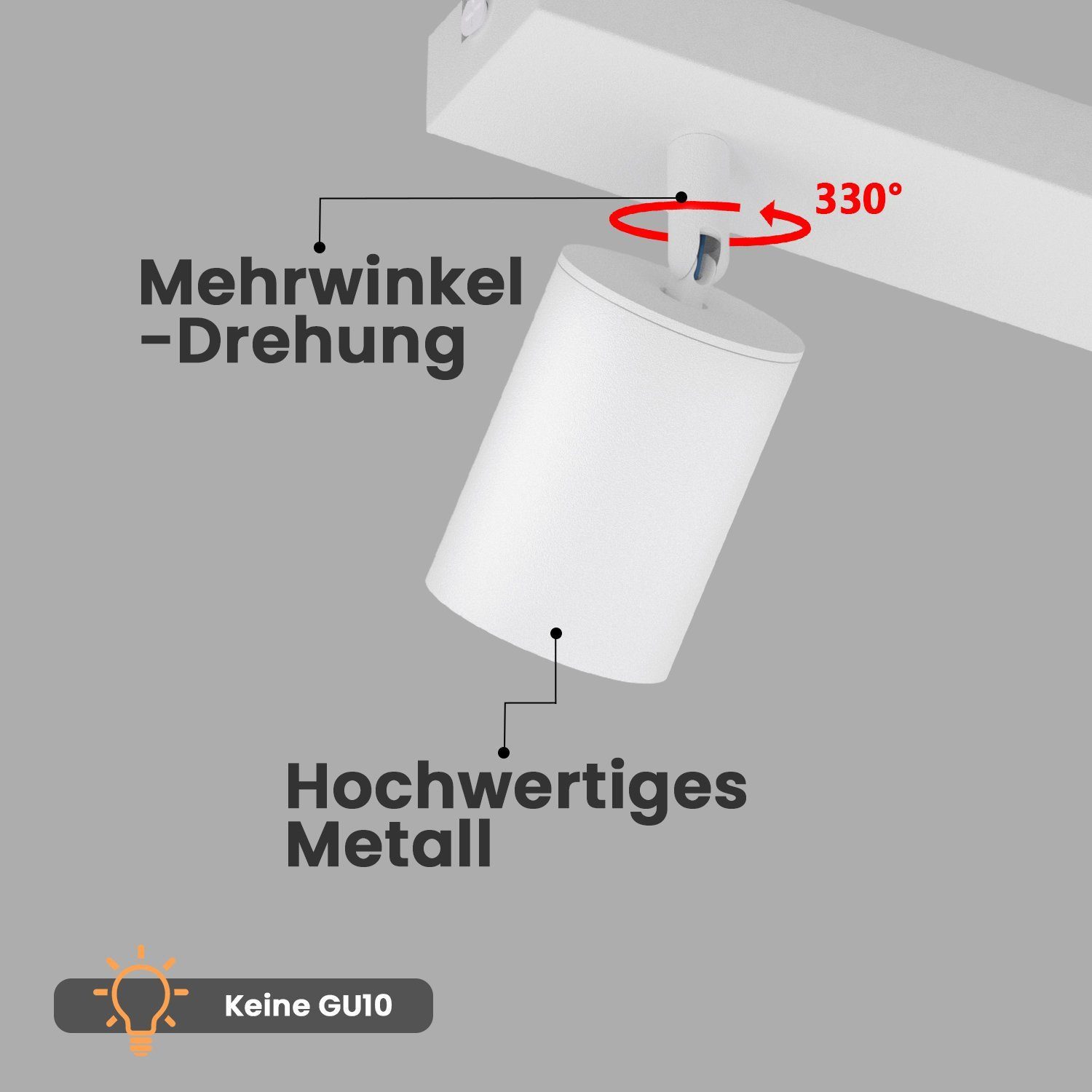 ZMH Deckenstrahler 2 Flammig Deckenleuchte 30CM Modern-Design GU10 Industrial drehbar, 330°Schwenkbar, ohne Leuchtmittel, Schlafzimmer Küche