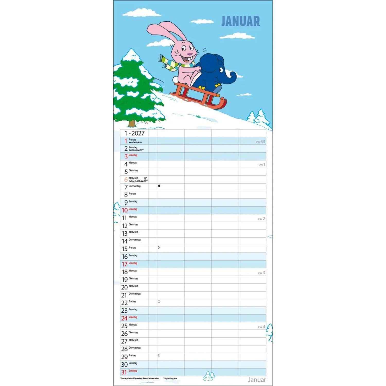 Korsch Verlag Familienkalender Der echt elefantastische Familienplaner 2027