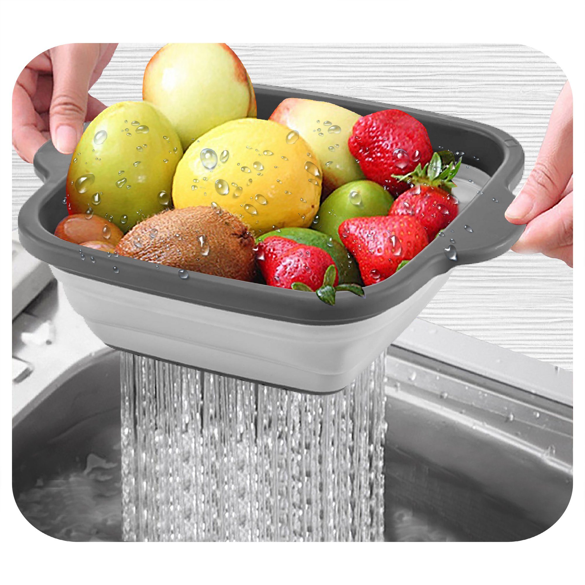 JEEL Küchensieb Sieb, Viereck, (1-St), BPA Frei, geruchfrei, zum Waschen Obst und Gemüse