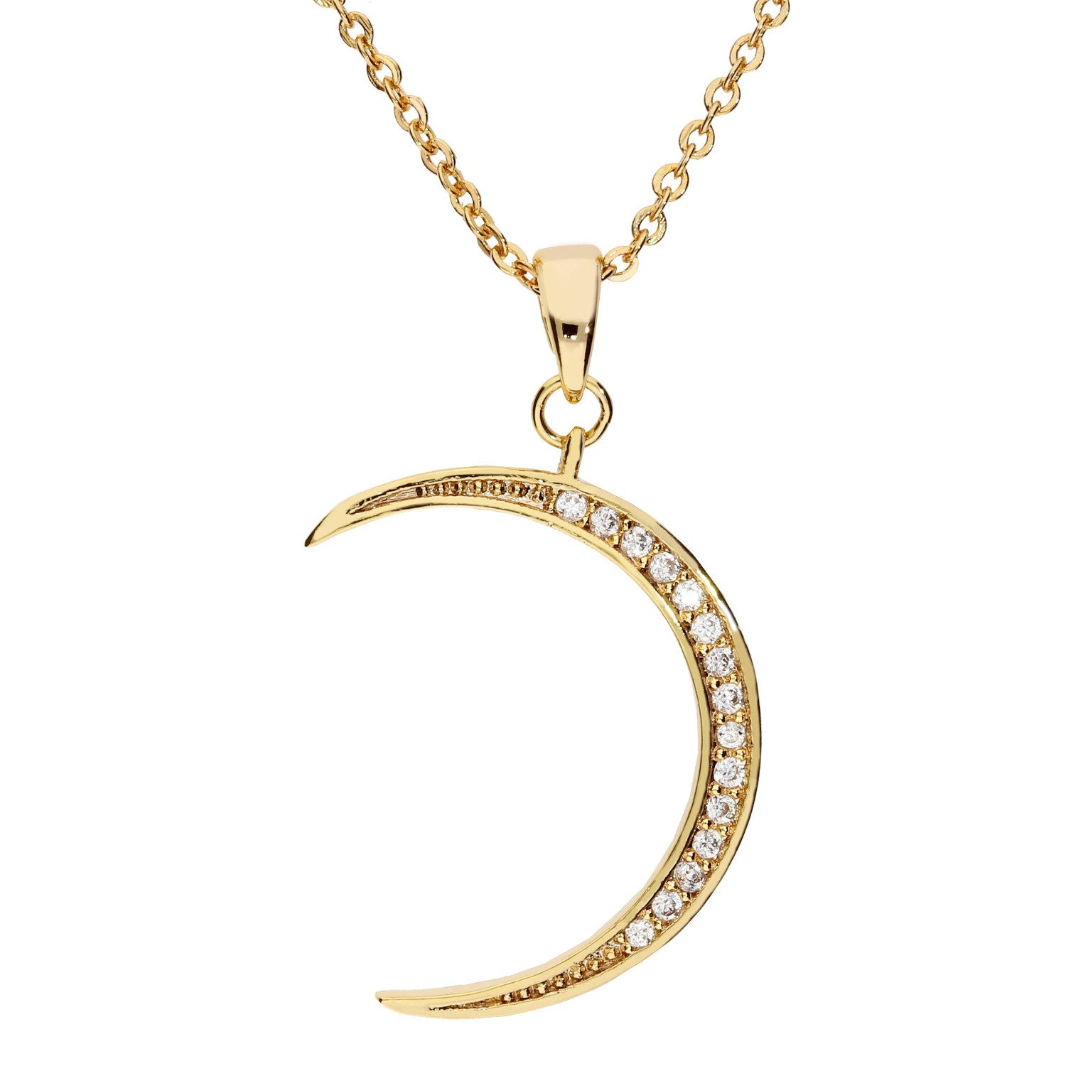 LÖB Kette mit Anhänger 750er Gold vergoldet Halskette Kette Halbmond Anhäng günstig online kaufen