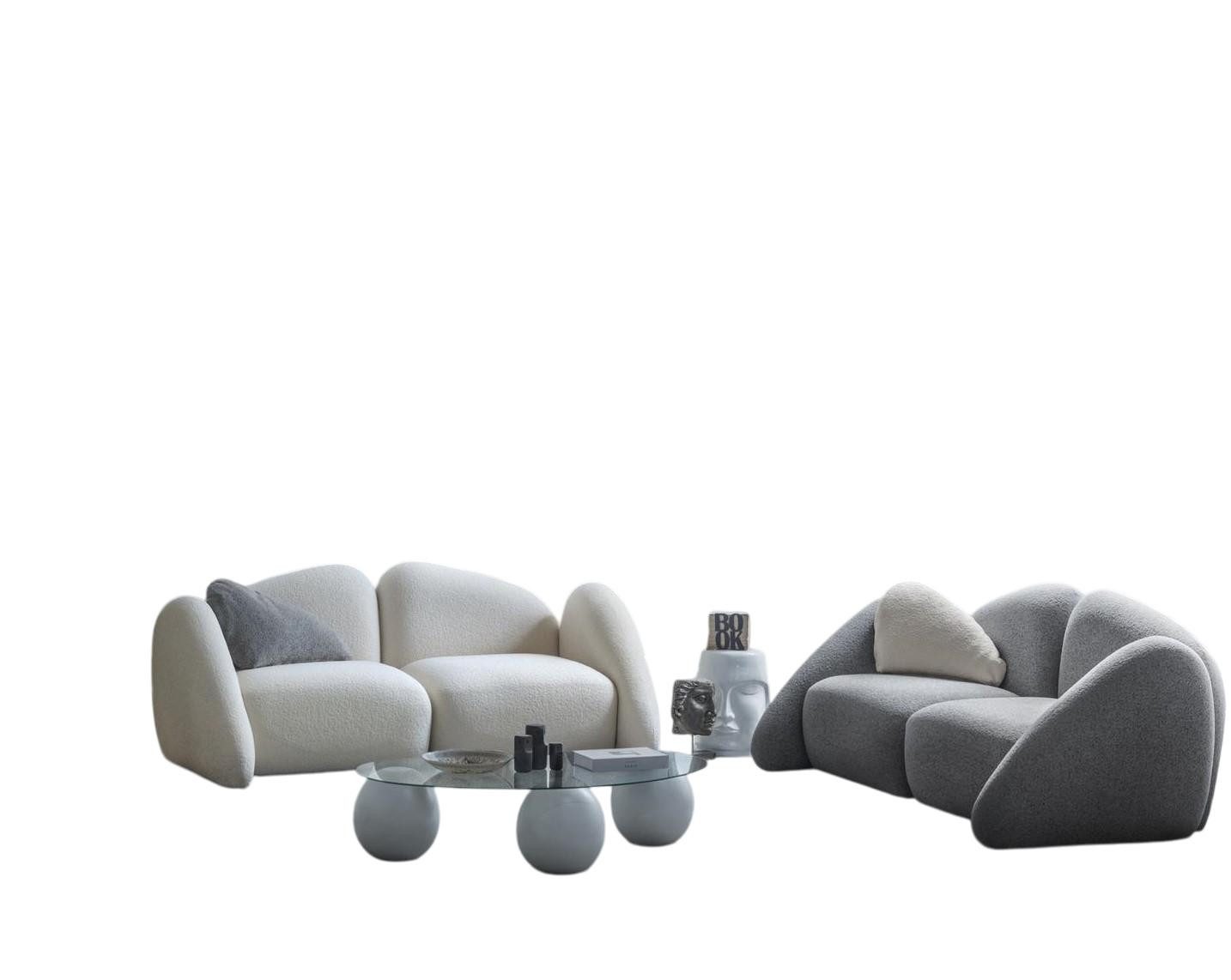 JVmoebel Polstergarnitur Graues Sofa aus hochwertigem Textil mit elegantem Design, (2-tlg., 2x 3-Sitzer Sofas), Made in Europe