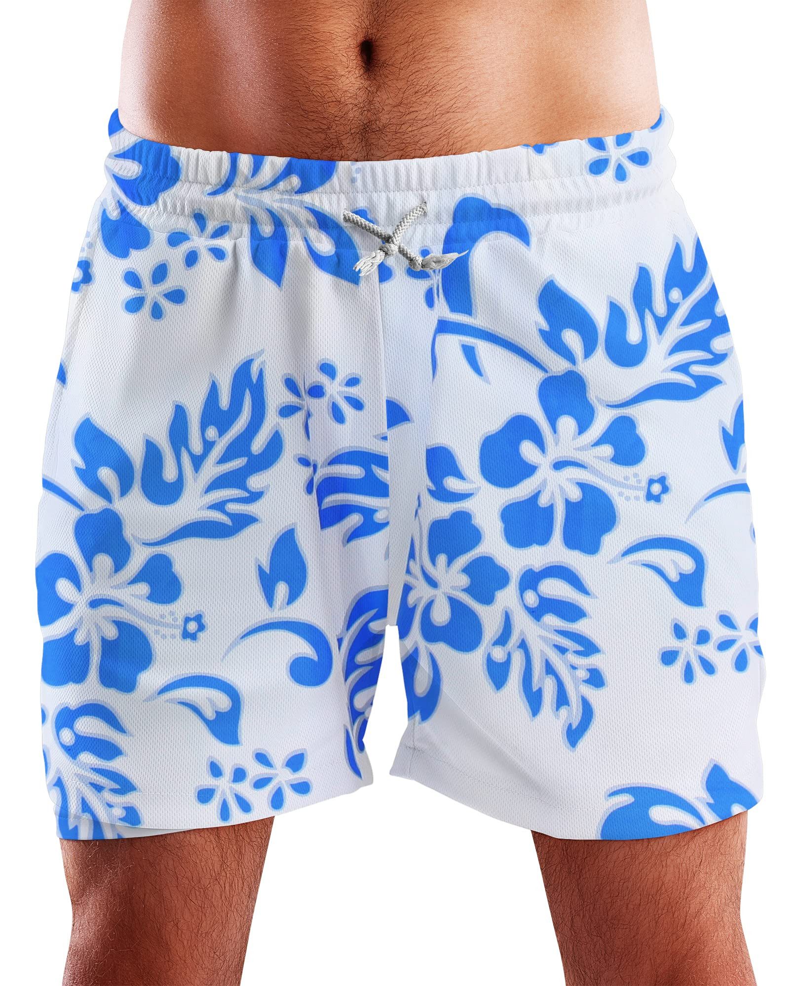 King Kameha Badeshorts Hibiscus Funky Hawaii Bade-Shorts Mesh-Einsatz Verschluss Kordelzug Mit integriertem Mesh-Innenslip für extra Komfort