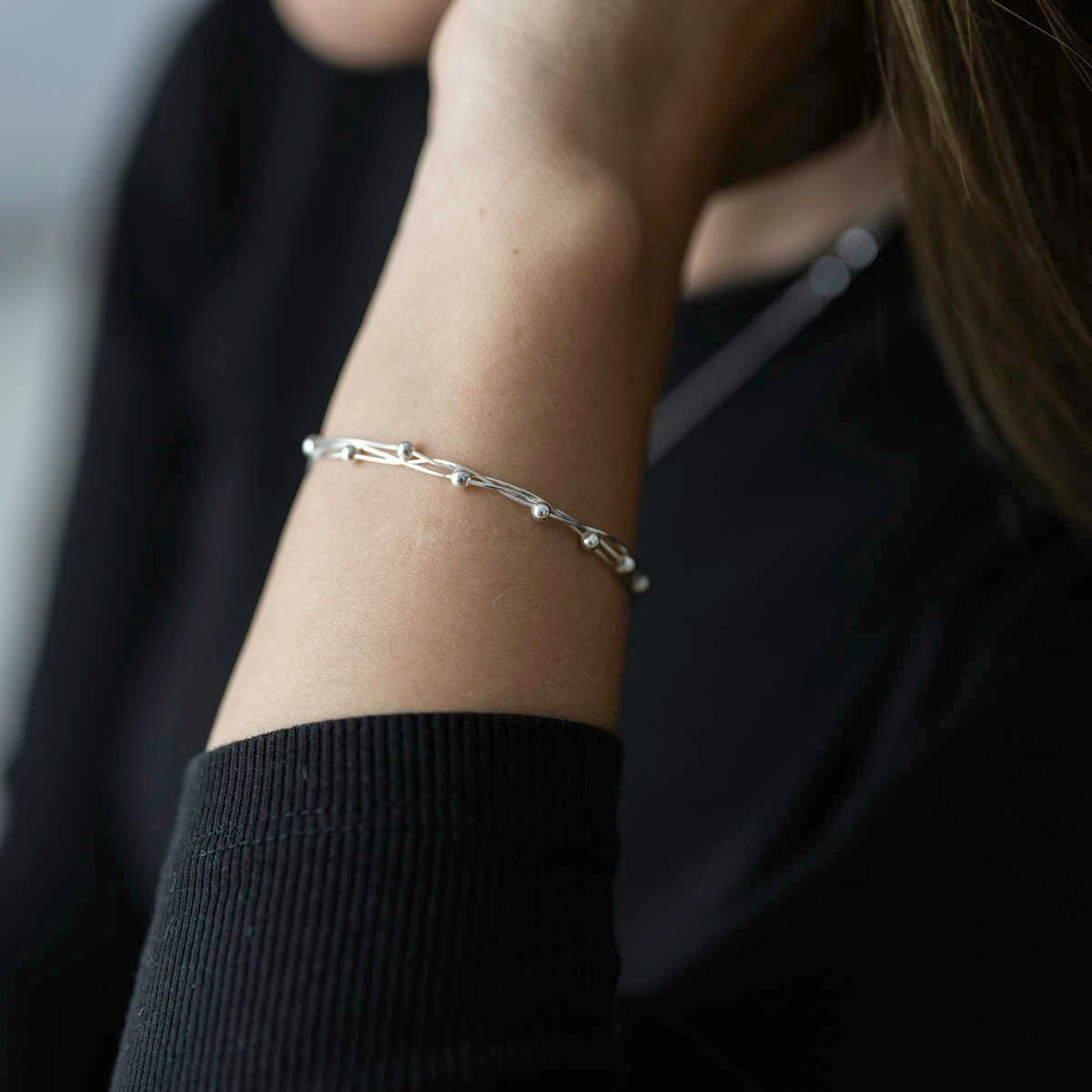 Materia Armkette Damen Silberarmband mit Kugeln günstig online kaufen