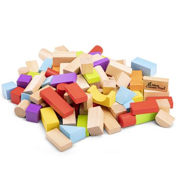 New Classic Toys® Spielwerkbank Holzbausteine bunt 100 Stück aus Holz Kinderspielzeug Holzspielzeug
