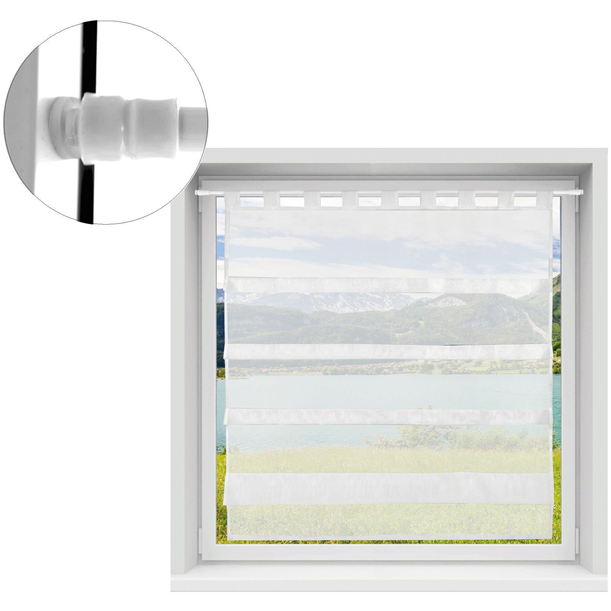 Bestlivings Klemmstange mit Drehtechnik – kein Bohren, kein Kleben, Ø 10 mm, 1-läufig, ausdrehbar, ohne Bohren, geklemmt, Edelstahl, Gardinenstange für Bistrogardine/Scheibengardine