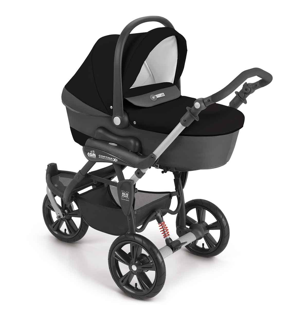 Kombi-Kinderwagen 3-in-1 Cortina X3 tris inkl. Babyschale, Fußsack & Wickeltasche