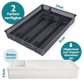 KONZEPT Schubladeneinsatz Besteckkasten mit 5 Fächer Schubladenbox aus Kunststoff, Spülmaschinengeeignet