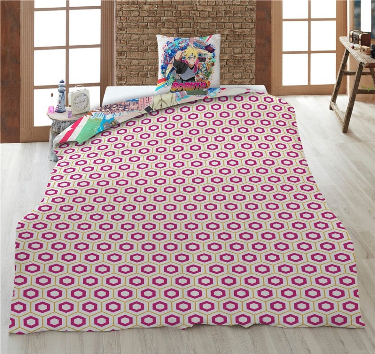 Boruto Bettwäsche Bettwäsche-Set 140x200 cm Bettbezug und Kissenbezug aus 100% Polyester