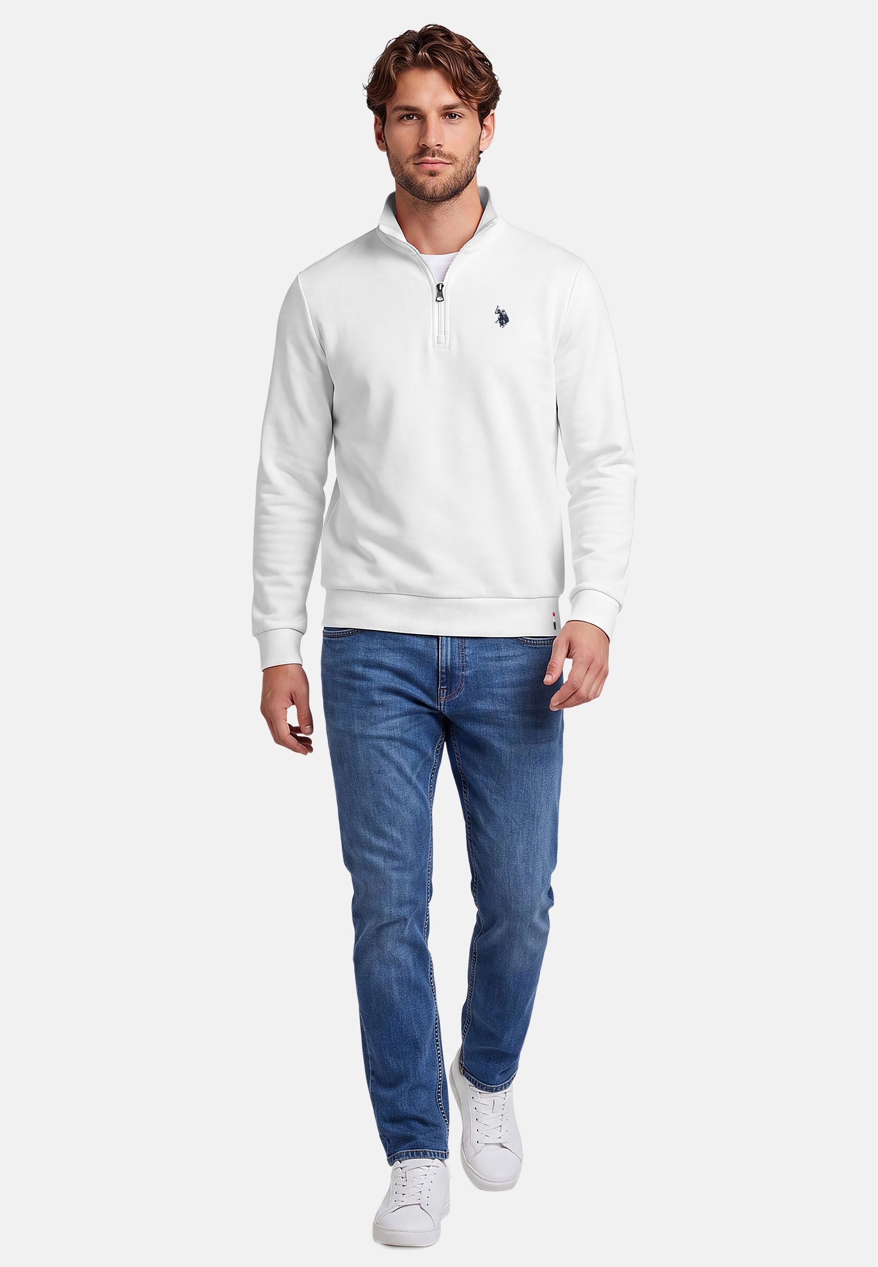 U.S. Polo Assn. Stehkragenpullover USNiico – Herren Half-Zip Pullover mit Logo-Stickerei Weiche Baumwollmischung, sportlich-elegantes Design und hoher Komfort – Bild 3 von 5