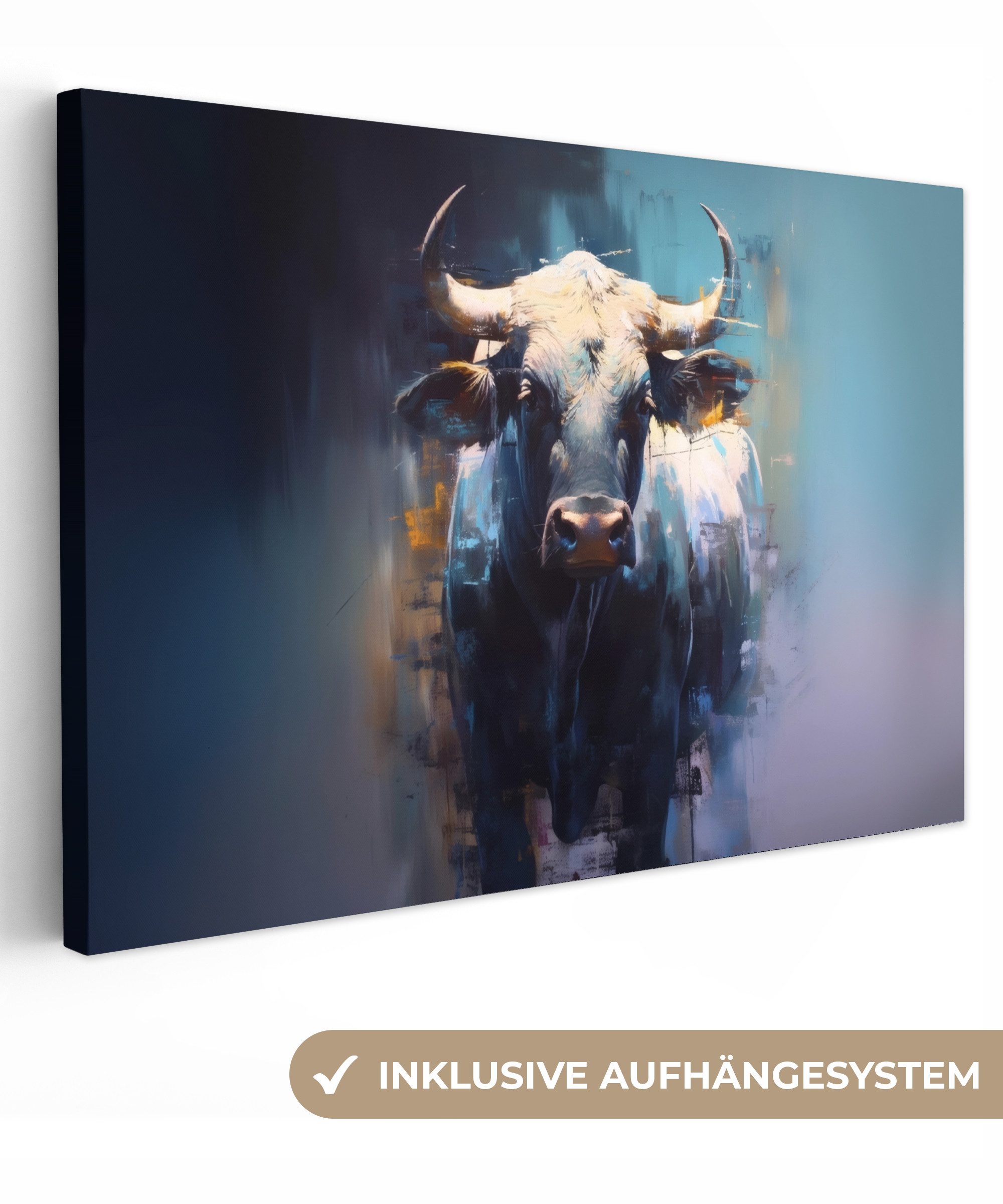 OneMillionCanvasses® Leinwandbild Taurus - Schwarz - Abstrakt - Hörner, Fot günstig online kaufen