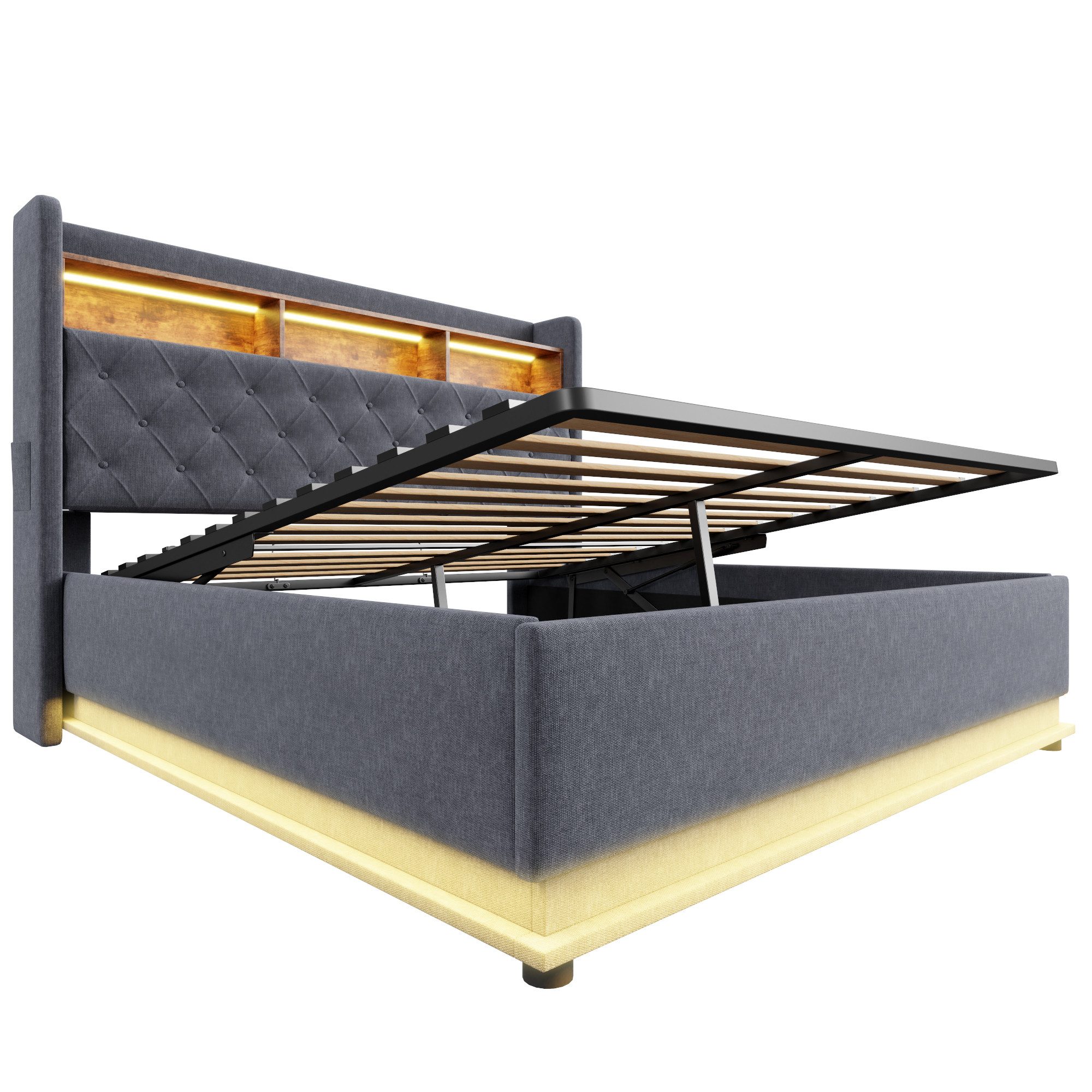 OKWISH Polsterbett Funktionsbett,Stauraumbett,Doppelbett,Gästebett (Luxuriö günstig online kaufen