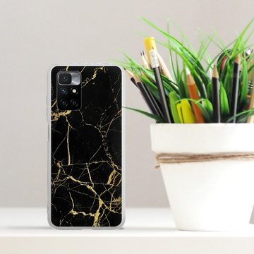 DeinDesign Handyhülle Marmor schwarz Muster BlackGoldMarble Look, Xiaomi Redmi 10 Silikon Hülle Bumper Case Handy Schutzhülle