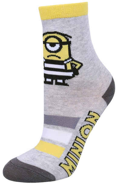 Sarcia.eu Haussocken Graue Socken für Jungen Die Minions 31/34 EU