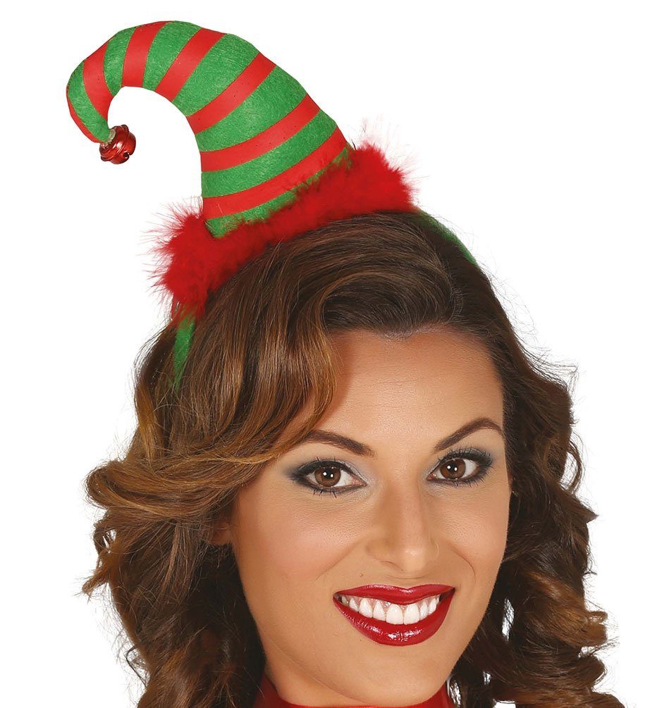 Kostüm Weihnachtselfen Hut Haarreif Weihnachten rot grün