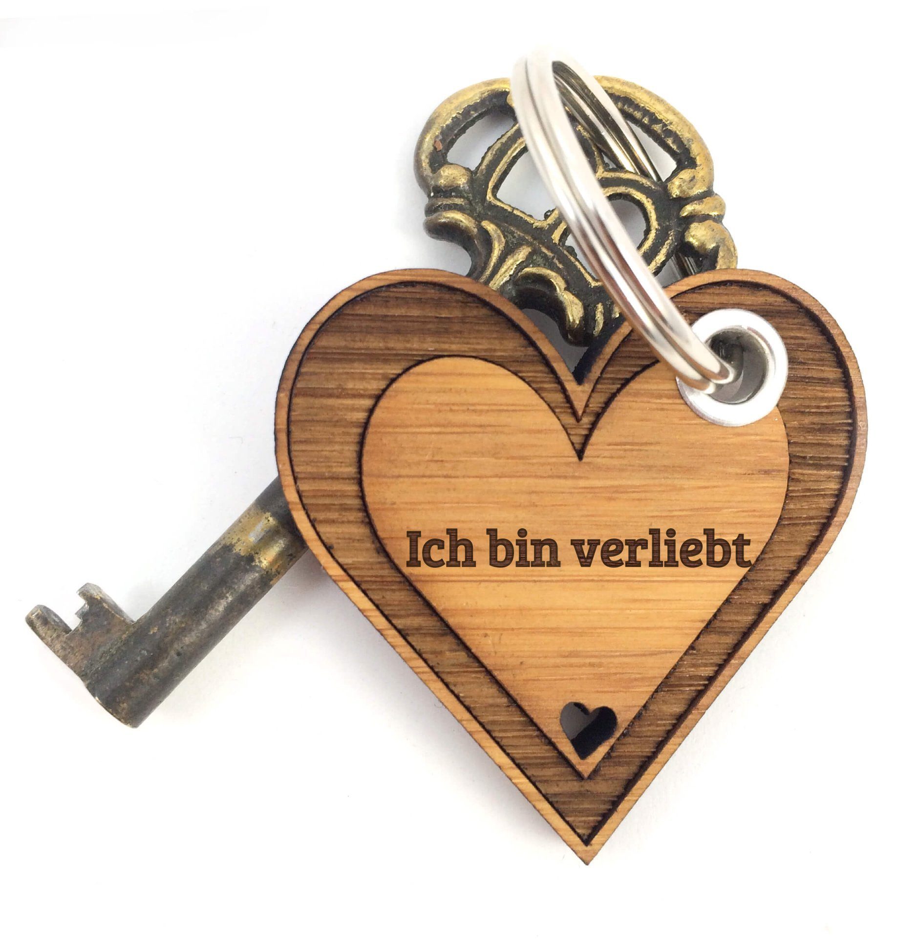 Mr. & Mrs. Panda Schlüsselanhänger Ich bin verliebt - Bambus - Geschenk, Glücksbringer, Herzchen, Schlüsselanhänger, Anhänger, Liebe, Taschenanhänger, Herz (1-tlg) | Schlüsselanhänger