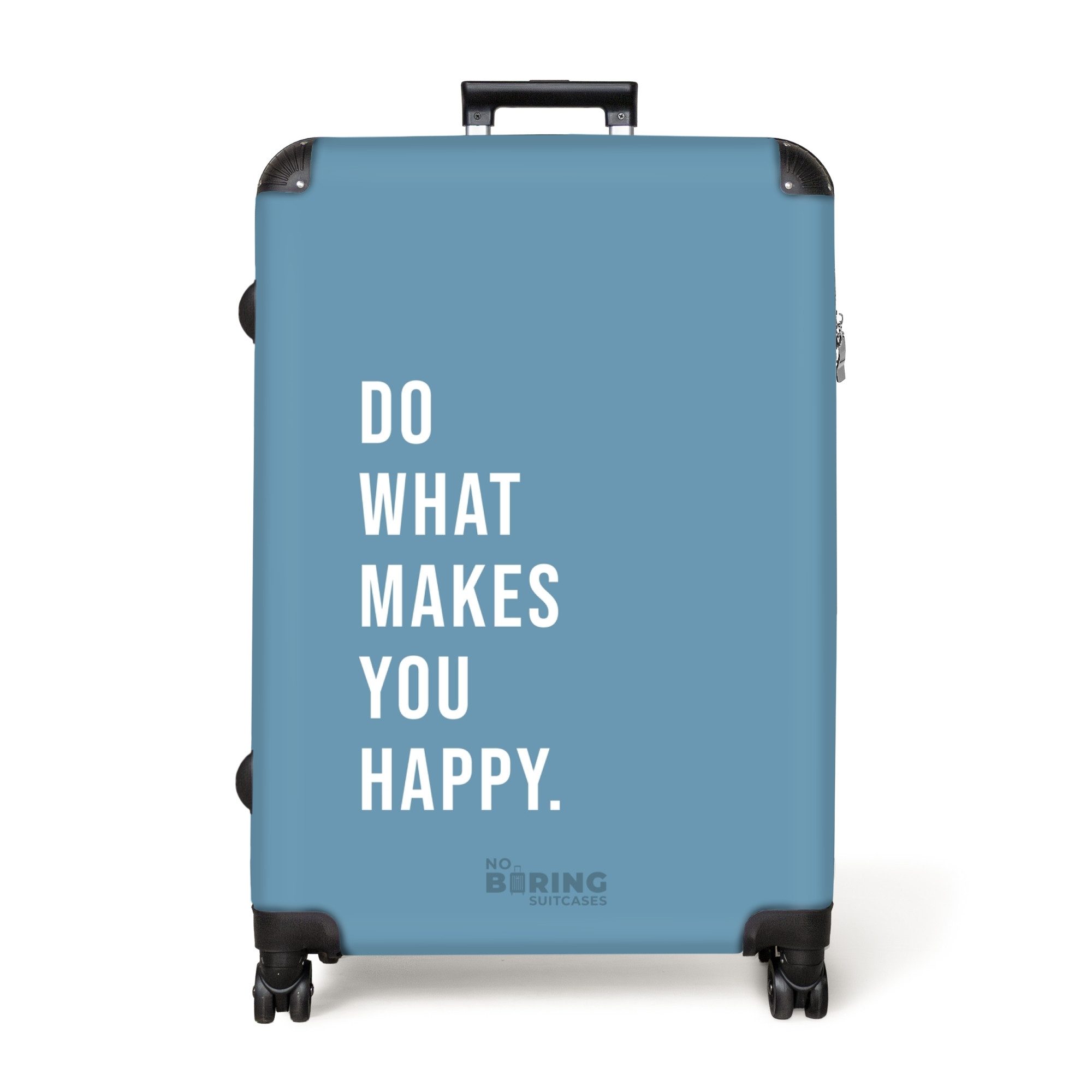 NoBoringSuitcases.com© Hartschalen-Trolley Blau mit Zitat "Tu, günstig online kaufen