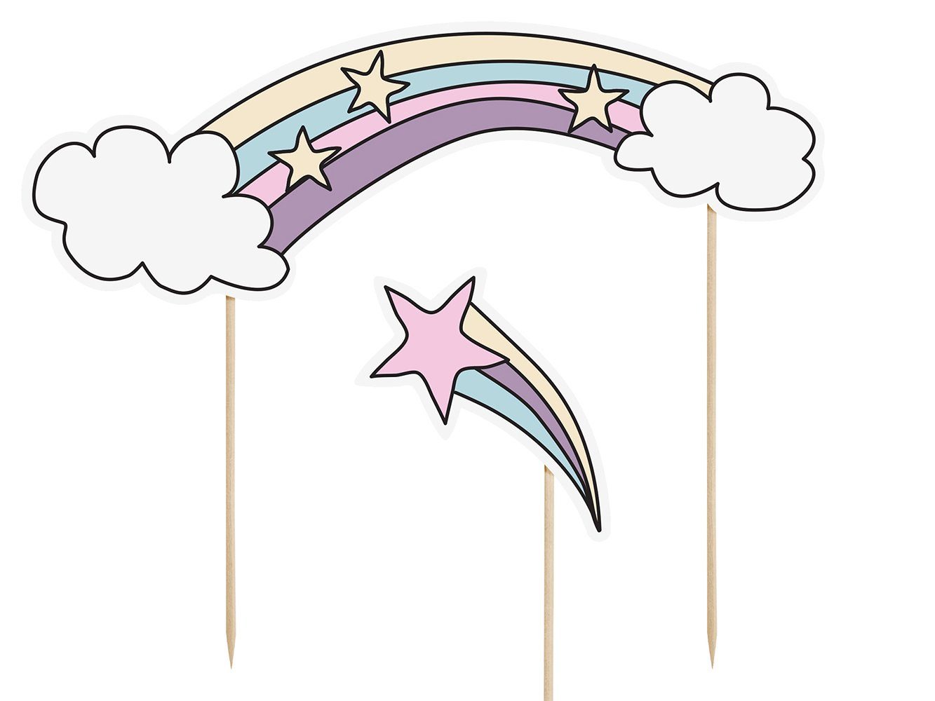 partydeco Tortenstecker, Cake Topper Einhorn 13-23,5cm Farbmix 5er Set