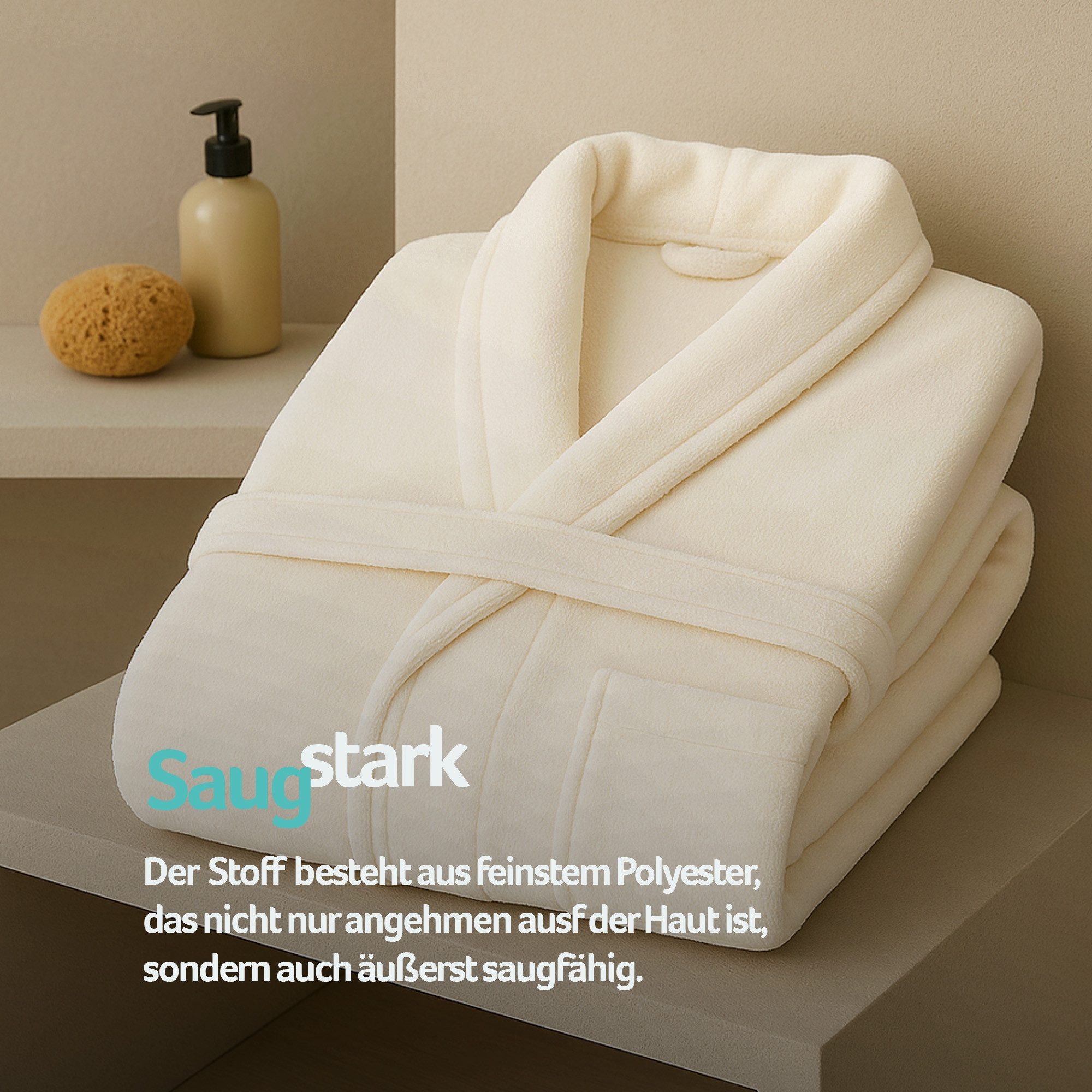 Bestlivings Bademantel Morgenmantel Übergröße (4XL -6XL), Polyester, Schalkragen, Gürtel, 2 Taschen und Lasche zum Aufhängen