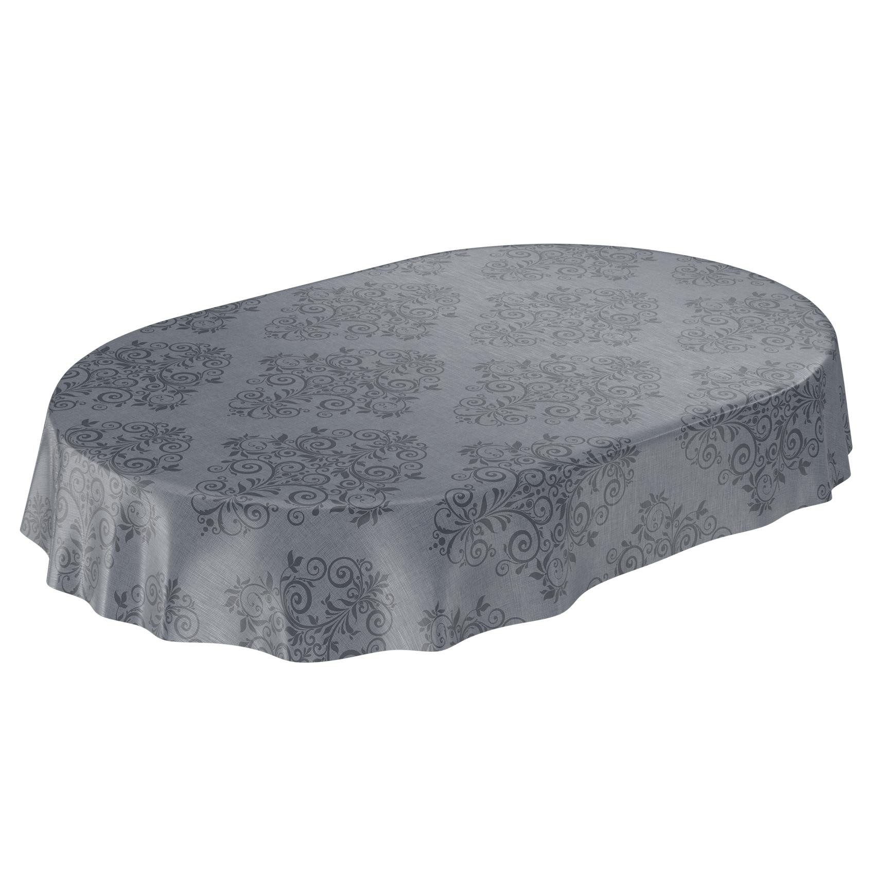 ANRO Tischdecke Wachstuchtischdecke abwaschbar auch für Garten (Einzelstück 1-tlg), Geprägt 140x180cm Oval wasserabweisend