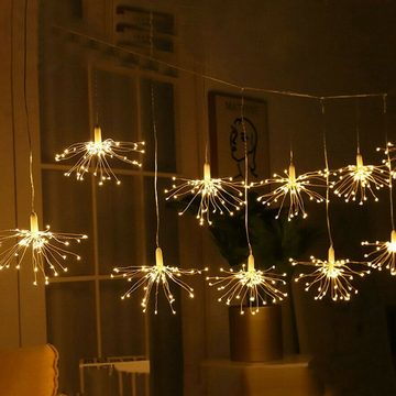 WILGOON LED-Lichterkette LED Feuerwerk Lichtkette, 100LEDs Solarleuchte, 5 Meter 100 LEDs Feuerwerk Licht 8 Modi