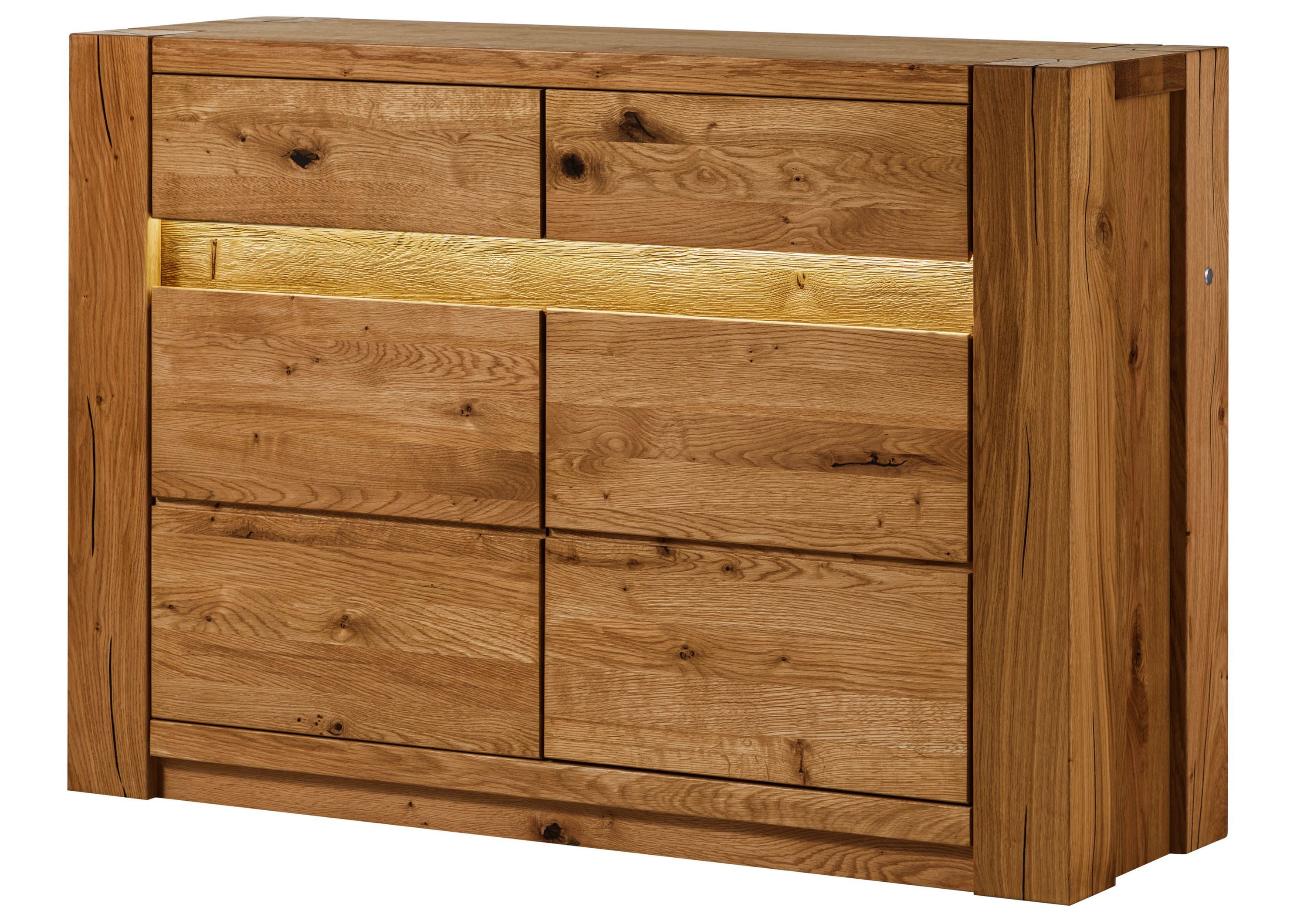 Massivmoebel24 Sideboard KENT (Massivholz), Wildeiche 123x40x85 braun geölt KENT #330