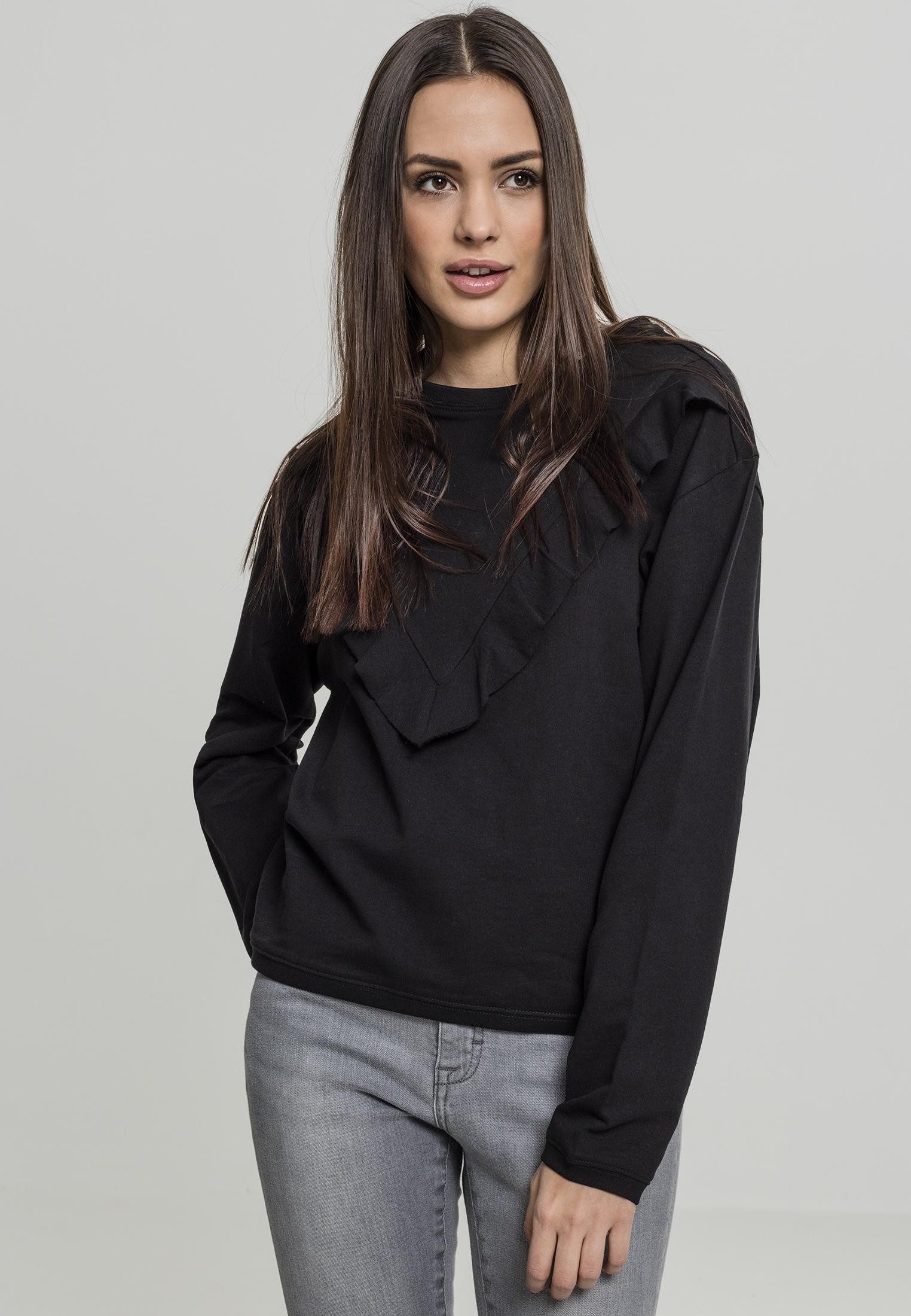 URBAN CLASSICS Sweatshirt Ladies Terry Volant Crew Damen Pulli