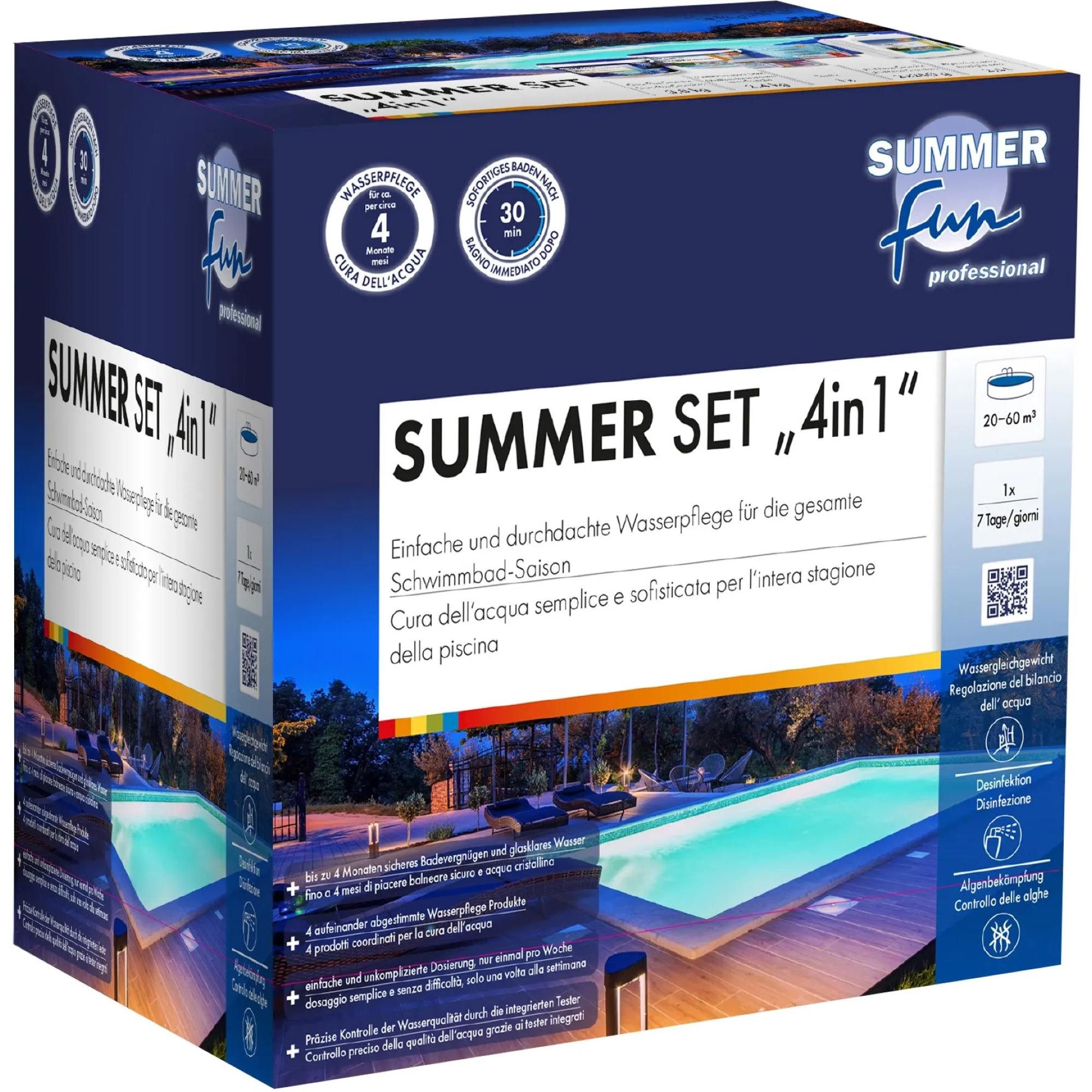 SUMMER FUN Poolpflege Summer Fun Summer Set 4in1 inkl. Testkit - Rundump
