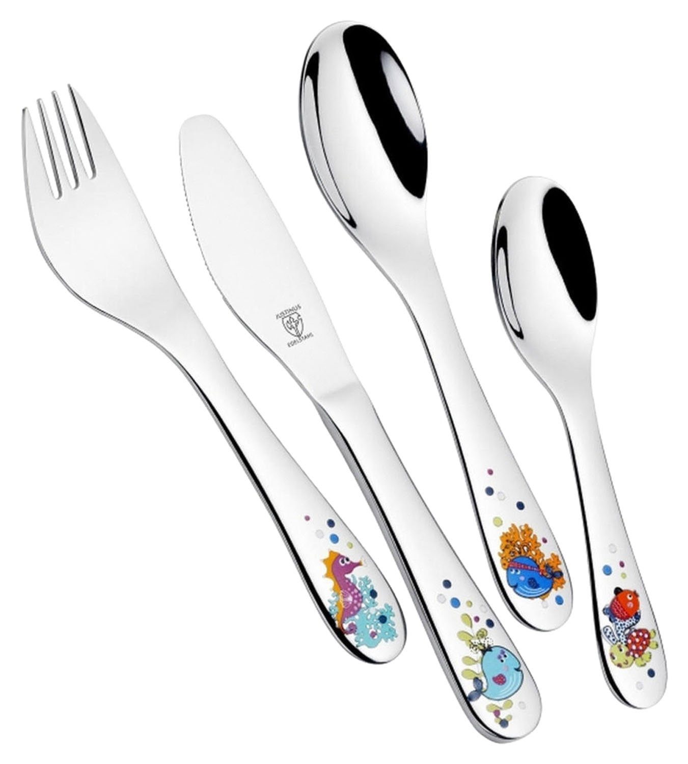 Justinus Kinderbesteck MEERESTIERE, Grau, Edelstahl, 1 Personen, Edelstahl 18/10