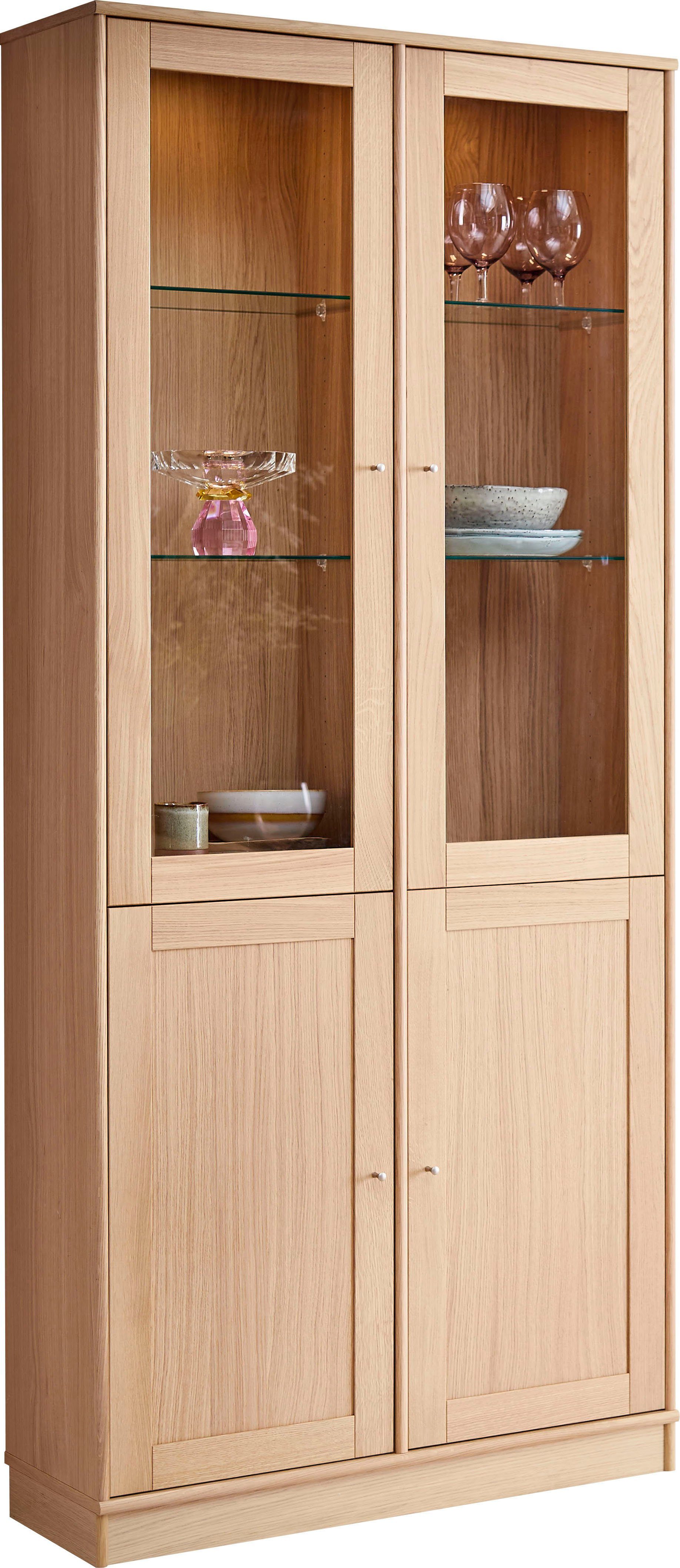 Standvitrine Eichetüren, mit TV-Schrank Designmöbel und 89 cm, anpassungsbar Mistral Glasschrank, Eiche, Glas- Furniture B: Hammel