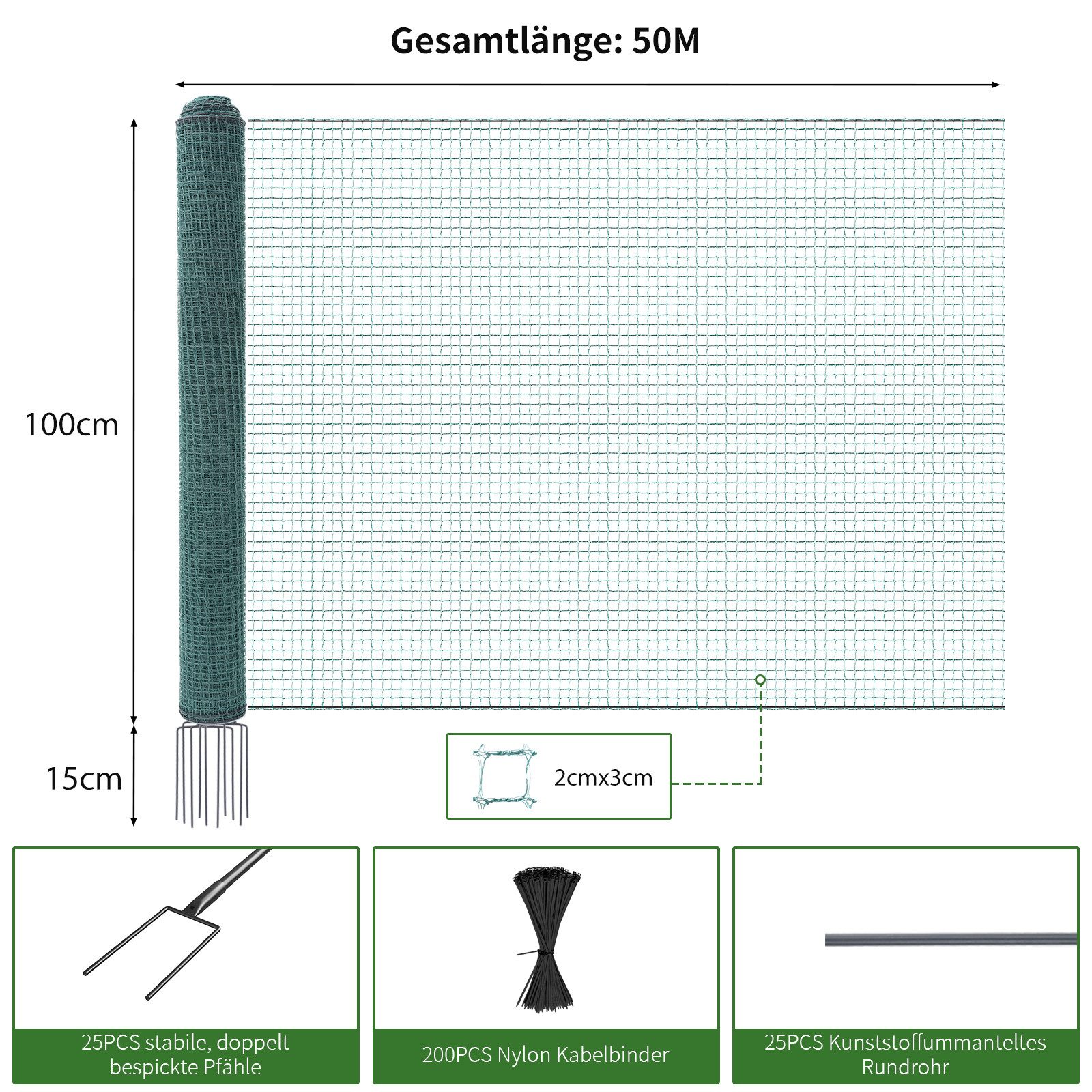 Meulbaty Freigehege Hühnerzaun Geflügelnetz, Hundezaun Nylon mit Pfähle Mob günstig online kaufen