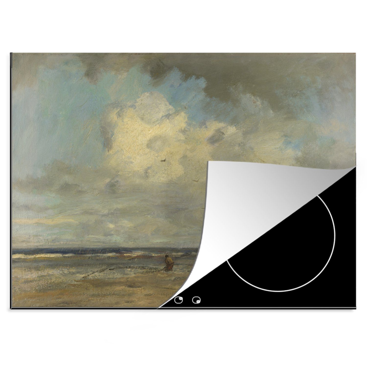 MuchoWow Herdblende-/Abdeckplatte Ein Strand - Gemälde von Jacob Maris, Vinyl, (1 tlg), 70x52 cm, Mobile Arbeitsfläche nutzbar, Ceranfeldabdeckung