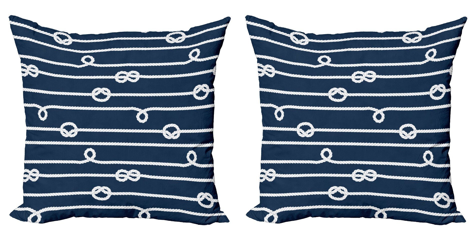 (2 Doppelseitiger Kissenbezüge blau Seemannsknoten Modern Abakuhaus Digitaldruck, Stück), Navy Accent Meer