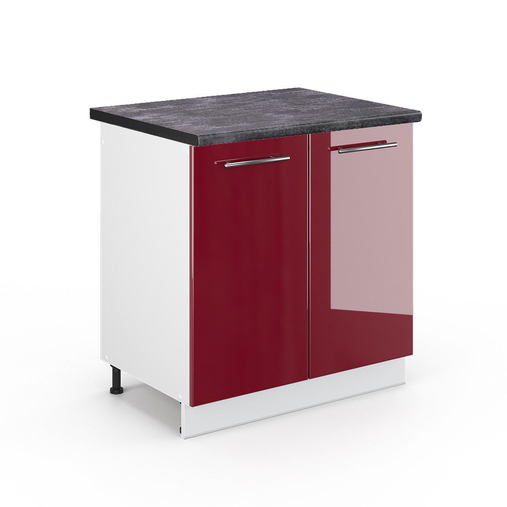 Vicco Spülenunterschrank Fame-Line Bordeaux Hochglanz/Weiß 80 cm AP Anthraz günstig online kaufen