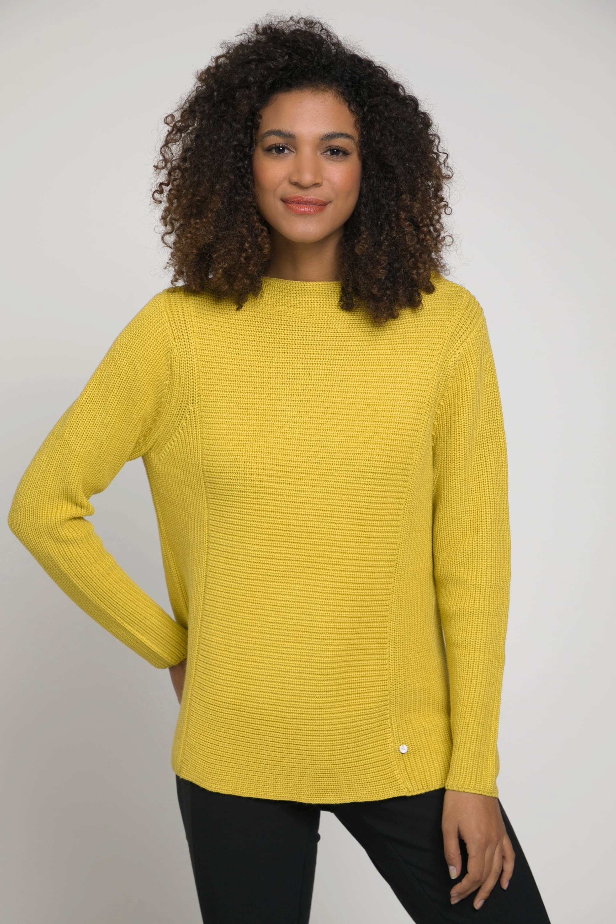 Gina Laura Longpullover Pullover Strickmix weite Boxyform Stehkragen